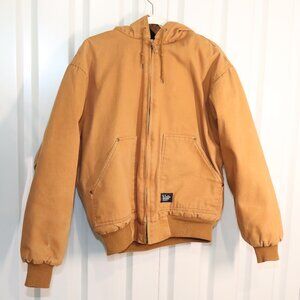 Walls Mens Blizzard Pruf Brown Canvas Hooded Jacket Size Large Tall Quilt Lined